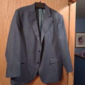 Oak Hill Blazer Suit Ciat Jacket Blue Checkered 2XL 50/52R Rayon Blend